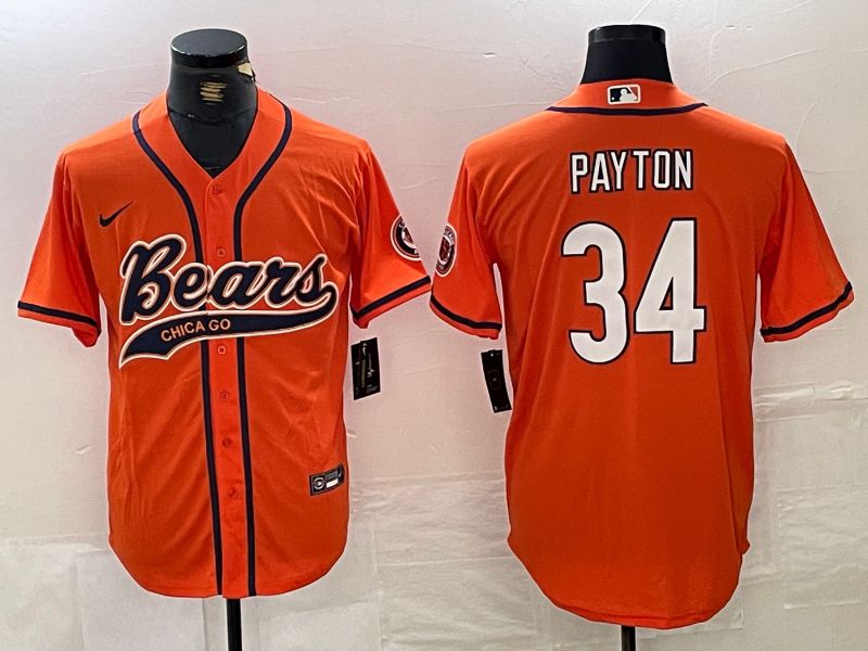 Men Chicago Bears #34 Payton Orange Joint Name 2024 Nike Limited NFL Jersey style 1